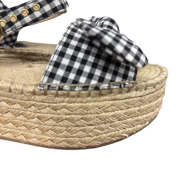 Steve Madden Union Black Gingham Plaid Platform Wedge Espadrille Sandals sz 10 - Picture 14 of 16